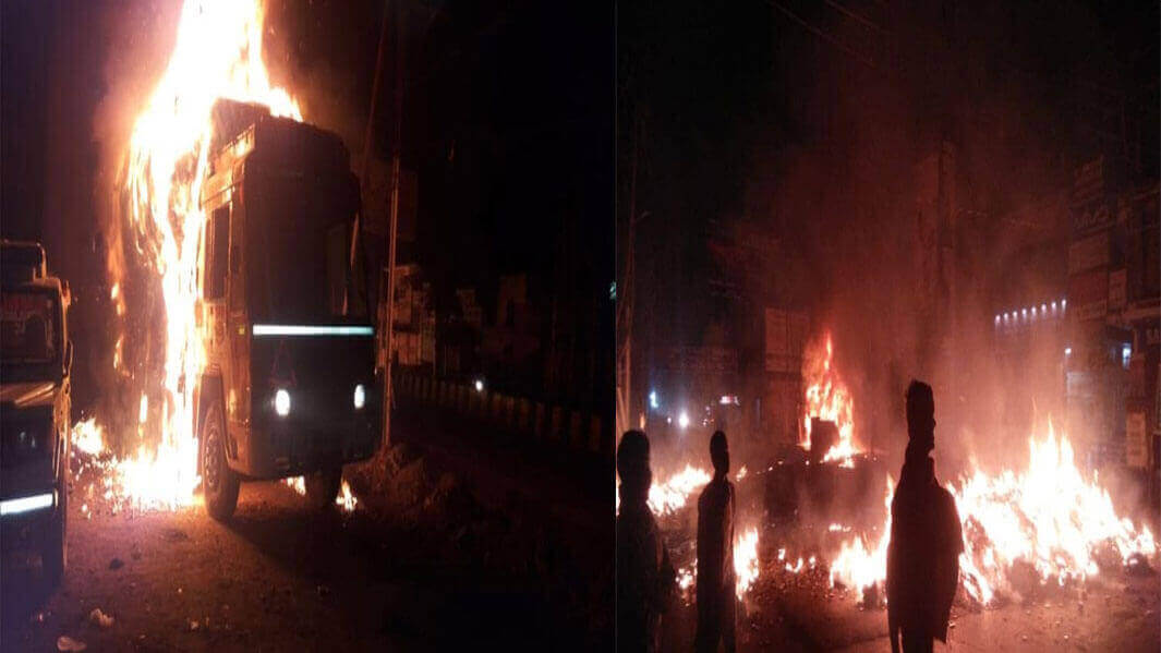 शार्ट सर्किट से आग का गोला बनी चलती ट्रक, Kakarmatta Flyover के पास हुआ हादसा