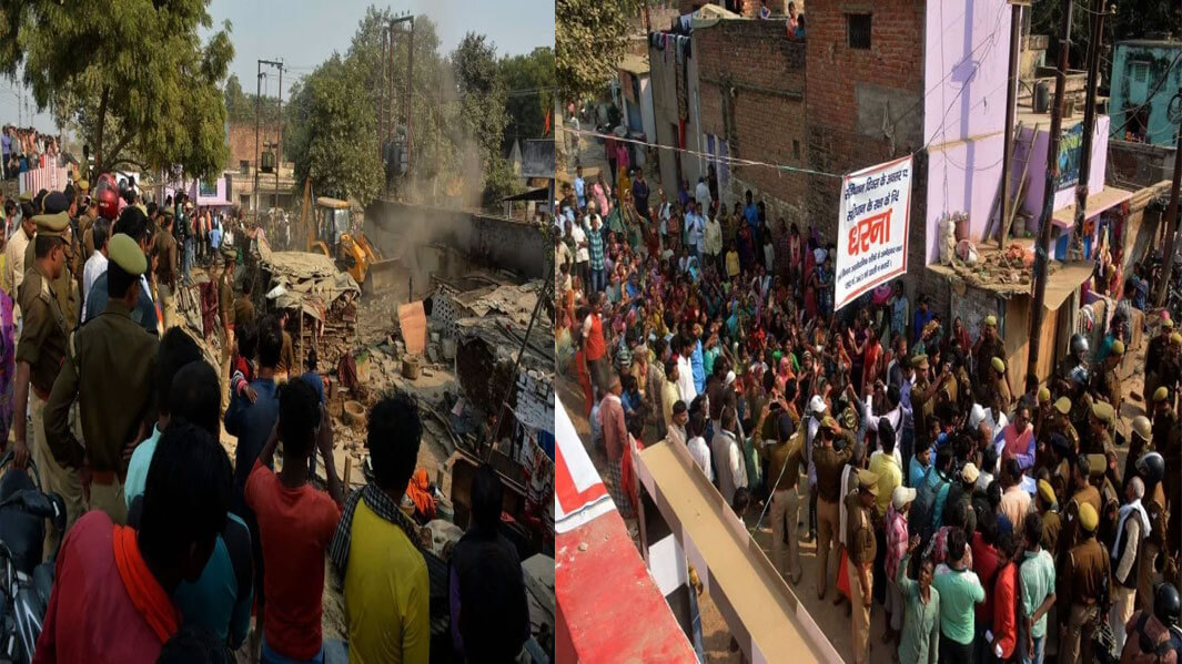 Varanasi: आंबेडकर नगर में अतिक्रमण हटाने पहुंची टीम, लोगों ने किया जबरदस्त विरोध प्रदर्शन